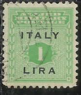 OCCUPAZIONE ANGLO-AMERICANA SICILIA 1943 LIRE 1 LIRA USATO USED OBLITERE´ - Occup. Anglo-americana: Sicilia
