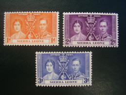 SIERRA LEONE 1937  CORONATION Issue Of 12th.May In FULL SET 3 Values To 3d Mint No Hinge. - Sierra Leone (...-1960)
