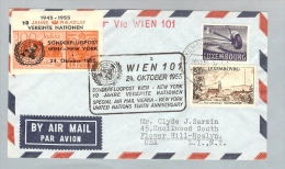 Luxemburg 1955-10-20 Luftpost Sonderflug Wien-New York - Cartas & Documentos