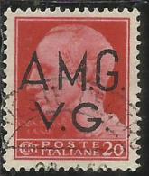 VENEZIA GIULIA 1945 - 1947 TRIESTE AMGVG AMG VG POSTA ORDINARIA CENT. 20 (II) FIL. RUOTA WHEEL USATO USED OBLITERE´ - Gebraucht