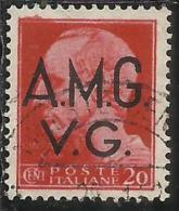 VENEZIA GIULIA 1945 - 1947 TRIESTE AMGVG AMG VG POSTA ORDINARIA CENT. 20 (II) FIL. RUOTA WHEEL USATO USED OBLITERE´ - Usati