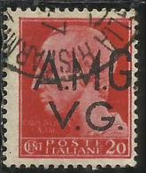 VENEZIA GIULIA 1945 - 1947 TRIESTE AMGVG AMG VG POSTA ORDINARIA CENT. 20 (II) FIL. RUOTA WHEEL USATO USED VARIETA' - Gebraucht