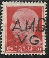 VENEZIA GIULIA 1945 - 1947 TRIESTE AMGVG AMG VG POSTA ORDINARIA CENT. 20 (II) FIL. RUOTA WHEEL USATO USED VARIETA´ - Gebraucht