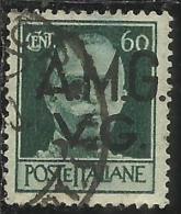 VENEZIA GIULIA 1945 - 1947 TRIESTE AMGVG AMG VG POSTA ORDINARIA CENT. 60 VERDE MIRTO VARIETA' USATO USED OBLITERE´ - Gebraucht