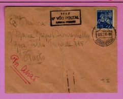 Cover 1º VÔO POSTAL LISBOA - PORTO PORTUGAL 1945 Airmail Courrier Mail Poste Aérienne Gc2374 - Storia Postale