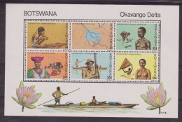 Botswana Sheet Mnh  1978 Okawango-delta Map Costumi - Geography