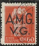 VENEZIA GIULIA 1945 - 1947 TRIESTE AMGVG AMG VG POSTA ORDINARIA CENT. 60 ARANCIO USATO USED OBLITERE' - Gebraucht