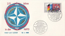21657- GERMANY MEMBERSHIP IN NATO, EMBOISED COVER FDC, 1980, GERMANY - NATO