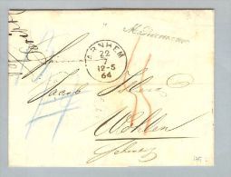 Niederlande 1864-05-12 Brief BOM Arnhem > Wohlen CH - ...-1852 Prephilately