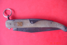 Couteau Corsecorne,blason Cuivre.Fermé:14,5cms Ouvert 24,5cms.Lame:10,5 Cms.Années 40. - Messen