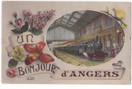 ANGERS. - Un Bonjour. Train En Gare. Très Belle Carte Pas Courante - Angers