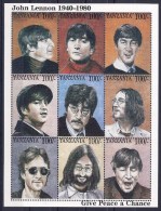 TANZANIE John LENNON 1940-1980, Musique. Feuillet 9 Valeurs  ** MNH. - Sänger