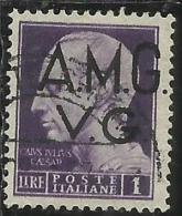 VENEZIA GIULIA 1945 - 1947 TRIESTE AMGVG AMG VG POSTA ORDINARIA LIRE 1 LIRA VARIETA' VARIETY USATO USED OBLITERE´ - Gebraucht