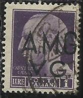 VENEZIA GIULIA 1945 - 1947 TRIESTE AMGVG AMG VG POSTA ORDINARIA LIRE 1 LIRA VARIETA´ VARIETY USATO USED OBLITERE´ - Gebraucht