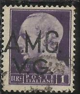 VENEZIA GIULIA 1945 - 1947 TRIESTE AMGVG AMG VG POSTA ORDINARIA LIRE 1 LIRA VARIETA´ VARIETY USATO USED OBLITERE´ - Gebraucht