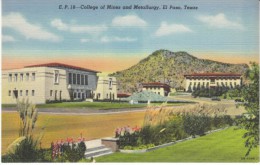 El Paso Texas, College Of Mines And Metallurgy Campus Buildings, C1940s Vintage Linen Postcard - El Paso