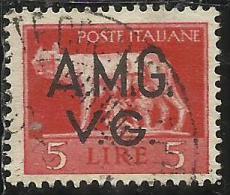 VENEZIA GIULIA 1945 - 1947 TRIESTE AMGVG AMG VG POSTA ORDINARIA LIRE 5 USATO USED OBLITERE´ - Oblitérés