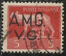 VENEZIA GIULIA 1945 - 1947 TRIESTE AMGVG AMG VG POSTA ORDINARIA LIRE 5 VARIETA´  VARIETY USATO USED OBLITERE´ - Usati