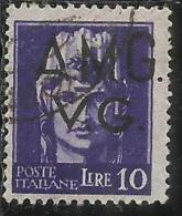 VENEZIA GIULIA 1945 - 1947 TRIESTE AMGVG AMG VG POSTA ORDINARIA LIRE 10 VARIETA' VARIETY USATO USED OBLITERE´ - Oblitérés