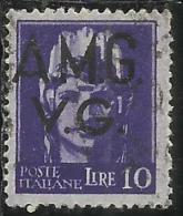 VENEZIA GIULIA 1945 - 1947 TRIESTE AMGVG AMG VG POSTA ORDINARIA LIRE 10 VARIETA´ VARIETY USATO USED OBLITERE´ - Oblitérés