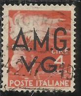 VENEZIA GIULIA 1945 - 1947 TRIESTE AMGVG AMG VG POSTA ORDINARIA LIRE 4 USATO USED OBLITERE´ - Usados