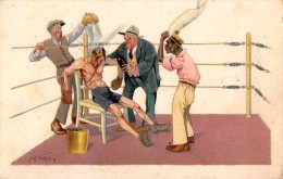 CARICATURE Sur MATCH De BOXE - SUPERBE ILLUSTRATION SIGNÉE : SCHÖNPFLUG / SCHOENPFLUG - B.K.W.I. 278-1 (s-283) - Boxing