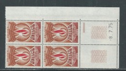 France Service N° 44 XX, UNESCO  80 C., En Bloc De 4 Coin Daté Du 8 . 7 . 75 , 2 Traits, Sans Charnière, TB - Officials