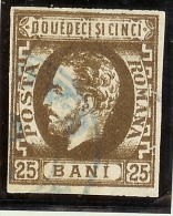 Rumänien 1871 Mi#28 Gestempelt 25 Bani Braun Gestempelt - 1858-1880 Fürstentum Moldau