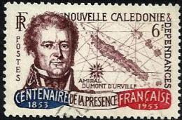 NEW CALEDONIA 9 FRANCS CENTENAIRE DE LA PRESENCE MAN SET OF 1 USED 1953 SG? USED LIGHT POSTMARK  READ DESCRIPTION !! - Used Stamps