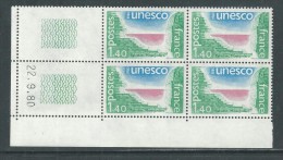 France Service N° 61 XX, U.N.E.S.C.O. 1 F. 40 , En Bloc De 4 Coin Daté Du 22 . 9 . 80,  Sans Trait, Sans Charnière, TB - Officials