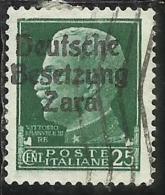 ZARA OCCUPAZIONE TEDESCA GERMAN OCCUPATION 1943 SOPRASTAMPATO D´ITALIA ITALY OVERPRINTED CENT. 25 USATO USED OBLITERE´ - Occup. Tedesca: Zara