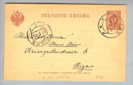 Russland 1906-06-27 Ganzsache 3 Kop. Mntaba Nach Riga - Entiers Postaux