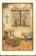 Geboortekaartje Anne Delhem - Heverlee 12 April 1952 - Illustr Anton Pieck - Birth & Baptism