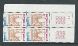 France Service N° 68 XX, U.N.E.S.C.O. 1 F. 40 , En Bloc De 4 Coin Daté Du 12.11 .81,  1 Trait, Sans Charnière, TB - Dienstmarken