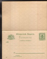 German States/Bayern - Postal Stationery Postcard With Paid Answer Unused - P58,5pf,green,Wz.5Z - 2/scans - Otros & Sin Clasificación