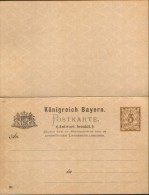 German States/Bayern - Postal Stationery Postcard With Paid Answer Unused 1895/96 - P45/03,3pf,brown,Wz.5Z - 2/scans - Autres & Non Classés