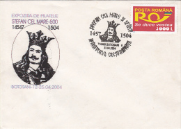21882- STEPHEN THE GREAT, MOLDAVIAN PRINCE, SPECIAL COVER, 2004, ROMANIA - Lettres & Documents