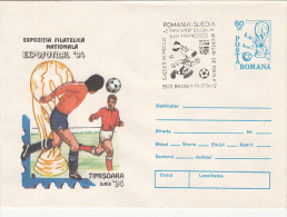 21946- USA'94 SOCCER WORLD CUP, ROMANIA-SWEDEN GAME, COVER STATIONERY, 1994, ROMANIA - 1994 – Estados Unidos