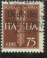 ZARA OCCUPAZIONE TEDESCA GERMAN OCCUPATION 1943 POSTA AEREA AIR MAIL CENT. 75 USATO USED OBLITERE' - Deutsche Bes.: Zara