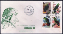 BRAZIL 1980, Birds: Parrots, FDC # 1B (2 Cancels: Commemorative And First Day) - FDC