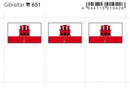 Lindner 651 Flag-stickers: Gibraltar, 24 X 38 Mm - Pack Of 6 - Autres & Non Classés