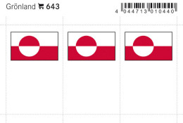 Lindner 643 Flag-stickers: Greenland, 24 X 38 Mm - Pack Of 6 - Autres & Non Classés