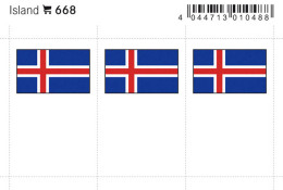 Lindner 668 Flag-stickers: Iceland, 24 X 38 Mm - Pack Of 6 - Other & Unclassified