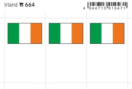 Lindner 664 Flag-stickers: Ireland, 24 X 38 Mm - Pack Of 6 - Otros & Sin Clasificación