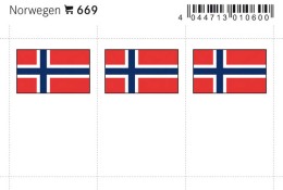 Lindner 669 Flag-stickers: Norway, 24 X 38 Mm - Pack Of 6 - Other & Unclassified