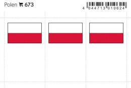Lindner 673 Flag-stickers: Poland, 24 X 38 Mm - Pack Of 6 - Other & Unclassified