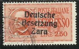 ZARA OCCUPAZIONE TEDESCA GERMAN OCCUPATION 1943 ESPRESSO SPECIAL DELIVERY LIRE 2,50 USATO USED OBLITERE´ - Duitse Bez.: Zara
