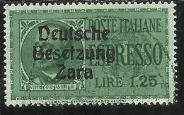 ZARA OCCUPAZIONE TEDESCA GERMAN OCCUPATION 1943 ESPRESSO SPECIAL DELIVERY L. 1,25 USATO USED OBLITERE´ - Deutsche Bes.: Zara