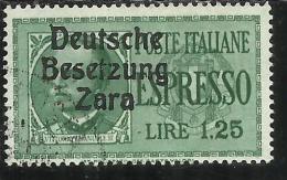 ZARA OCCUPAZIONE TEDESCA GERMAN OCCUPATION 1943 ESPRESSO SPECIAL DELIVERY L. 1,25 USATO USED OBLITERE´ - Duitse Bez.: Zara