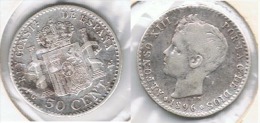 ESPAÑA ALFONSO XIII 50 CENTIMOS PESETA 1896  C61 PLATA SILVER - Collections